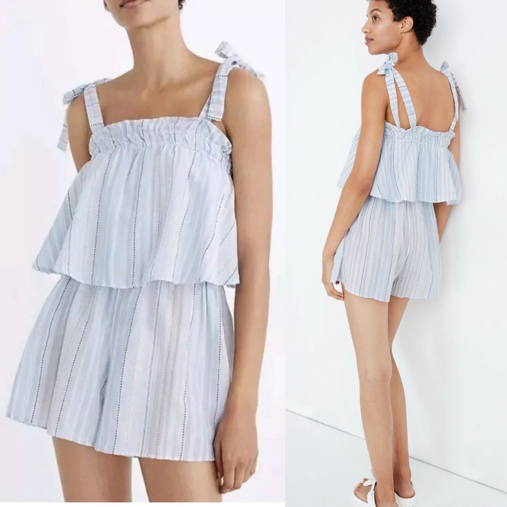 Madewell Tiered Ruffle Romper cotton lightweight Size Medium
